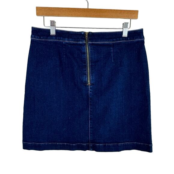 LOFT Dark Wash Denim Going Out Short Cotton Jean Skirt Pockets Size 6 - Picture 2 of 5